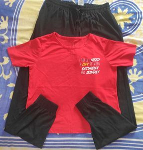 Pink Graphic T-Shirt & Black jogger pant Set