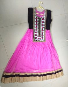 Magenta Colour Anarkali Pattern Kurti/Ethnic Gown