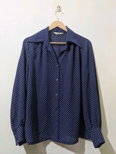 Vintage Polka Dot Button-Up Blouse