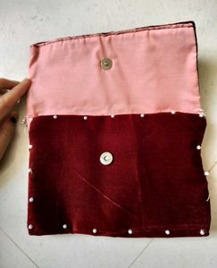 2 Maroon Velvet Clutch &amp; Sling Bag Set
