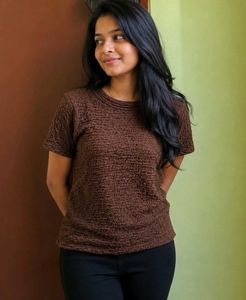 Brown Short Sleeve Top