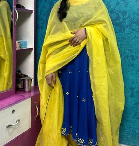 Blue &amp; Yellow Kurta Set with Dupatta
