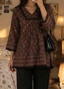⊹♡ Brown Printed Kurti 🤎🌿
