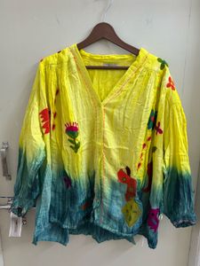 Vibrant Yellow Embroidered Kurta(Brand new )Fixed