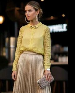 Elegant Yellow Lace Blouse