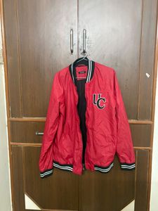 Red Varsity jacket from zudio bomber jacke