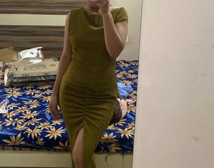 Zara gathered textured skirt and top