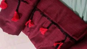 Vibrant Magenta Saree with Tassels