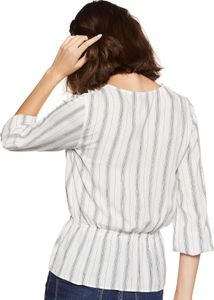 Striped V-Neck Button-Up Top