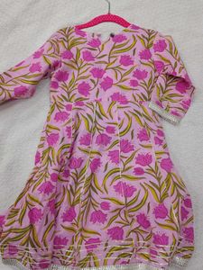 Beautiful Pink Floral Print Kurta Dress