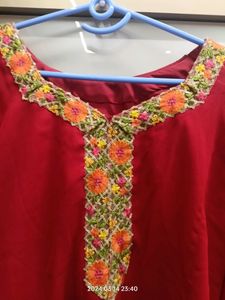 Red Suit with plazo and multi colour dupatta