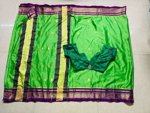 Vibrant Green Silk Saree with Blouse