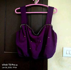 Purple Embellished Blouse With Matching Jewellery