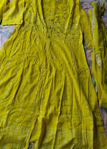 Yellow Anarkali Kurta Set with Dupatta