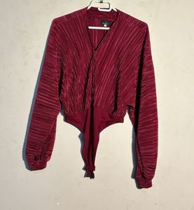 Burgundy Long Sleeve Bodysuit