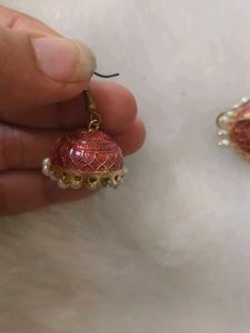 Traditional Red Jhumka Earrings