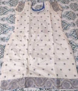 Price dropped Embroidered Cream &amp; Blue Sari