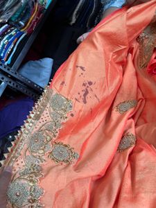 Elegant Peach Embroidered Saree