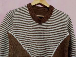 Striped Brown Knitted Sweater