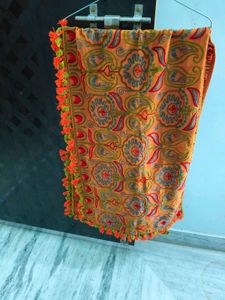 Embroidered Orange kashmiri work stawl