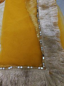 Yellow Dupatta with Tassel Fringe
