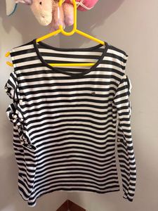 Striped Top with Bow Sleeves