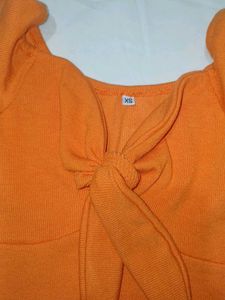 Orange Tie-Front Top