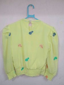 Yellow Embroidered Long Sleeve Top