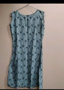 Chic Blue Floral Sleeveless Kurti