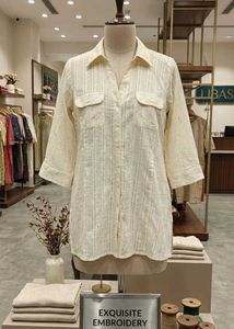 Elegant Off-White Embroidered Shirt