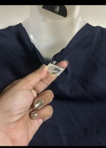 Navy Blue Ruffled Plaid Dress
