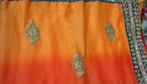 Orange Ombre Embroidered Saree
