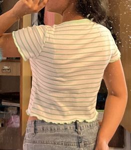 Striped Ringer Tee - Light Green