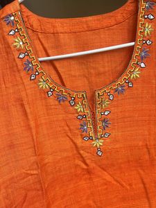 Matka Silk Orange Kurti
