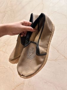 Casual Tan Canvas Slip-on Shoes
