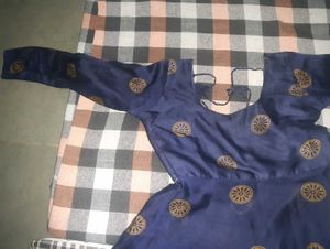 Elegant Blue Printed Anarkali Gown
