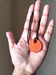Orange Boho Pendant Necklace