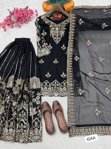 all size available Elegant Black Kurta Set with Du