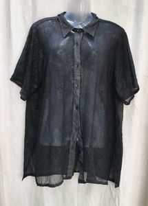 5267. Sheer Black Button-Up Shirt