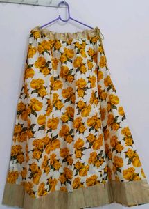 Bright Yellow Kurti Skirt With Dupatta