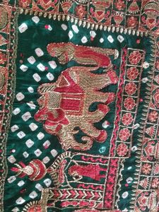 sadi with blouse, green bandhani saree