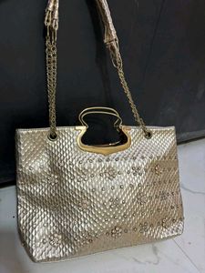 Elegant Gold Embellished Handbag
