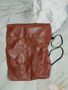 Brown Faux Leather Backpack