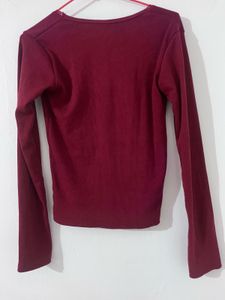 Maroon Lace Square Neck Top