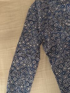 Blue Printed Button-Up Shirt