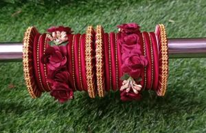 Mahroon Thread Bangles Set