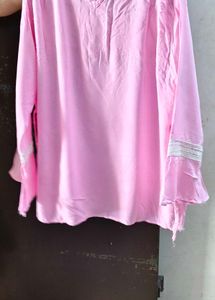 Pink Smocked Neckline Top