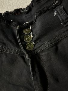 Black Denim High-Waisted Shorts