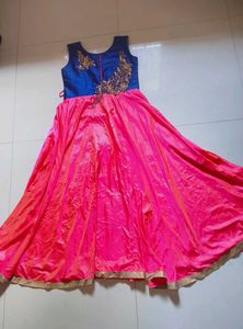 Designer Royal Blue &amp; Pink Anarkali Gown