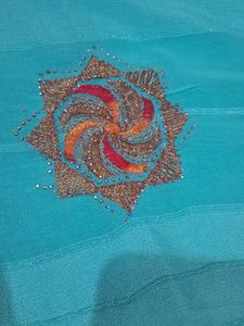 Stunning Teal Saree with Embellishments